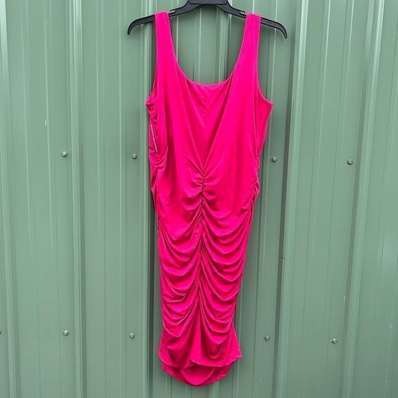 Sofia Womens Body Sculpting Ruched Tank Dress, Below Knee Length Size XXXL - Picture 2 of 6